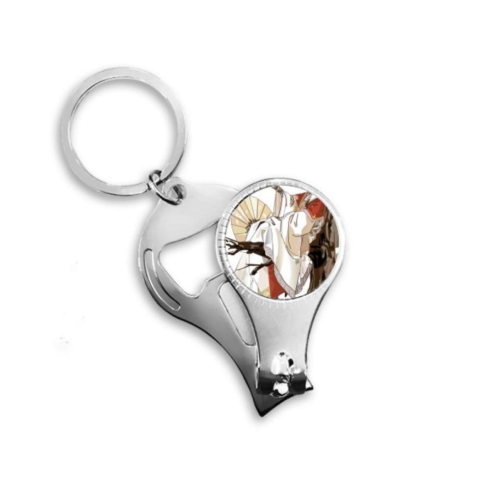 Porte-clés coupe-ongles motif homme chinois archaïque chinois en métal sculpté durable