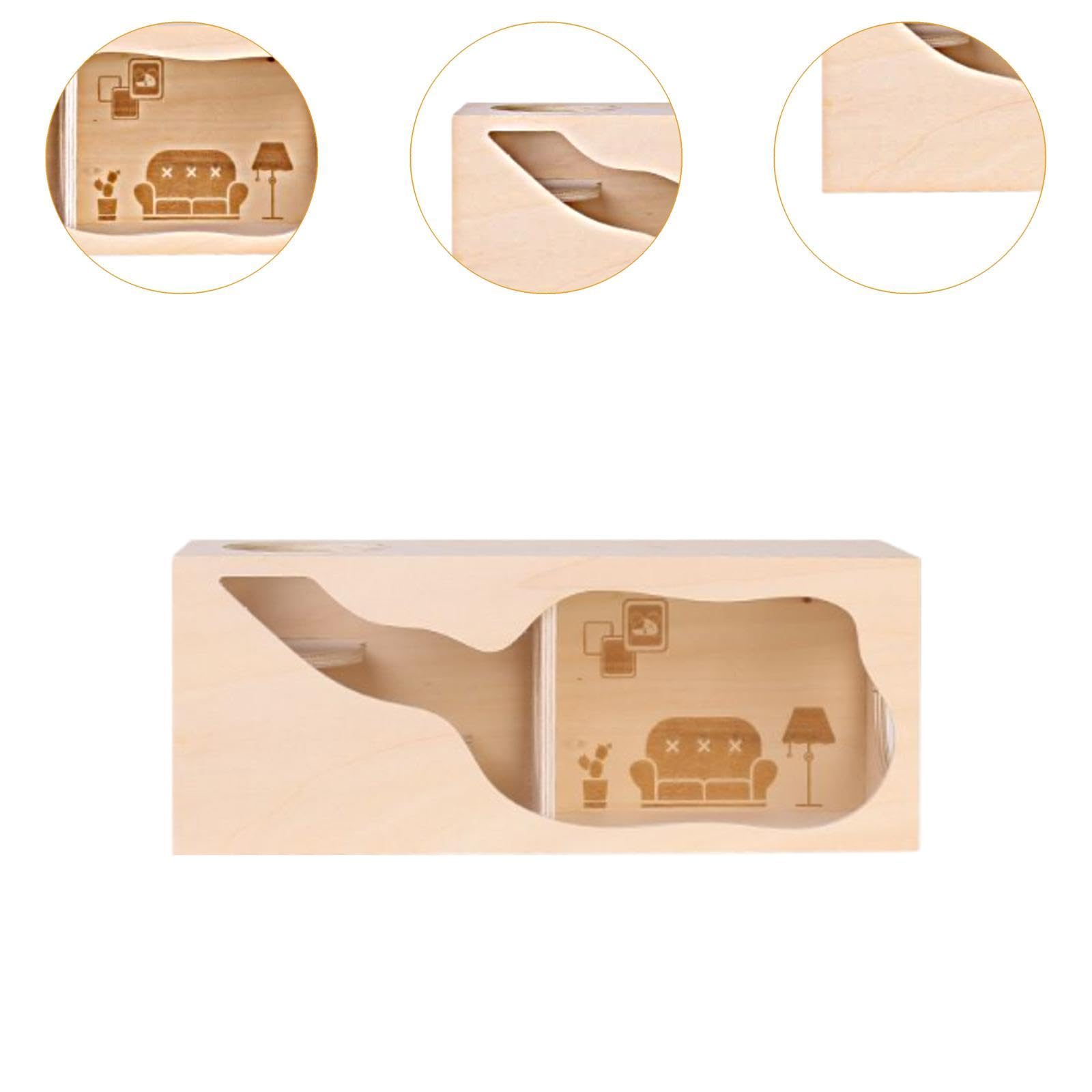 Hamster Abri en Bois pour Petits Animaux Habitat Cabane Cachette Tunnel Aire de Jeux Respirant Adaptée Hamster Souris Gerbille Logement Intérieur, L