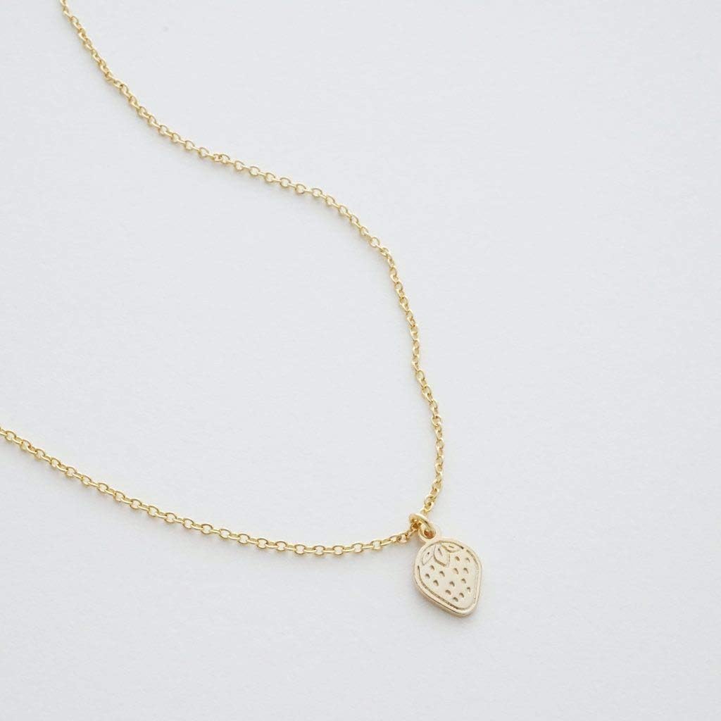 Honeycat Magic Charm Strawberry Necklace in Gold, Rose Gold, or Silver | Minimalist, Delicate Jewelry