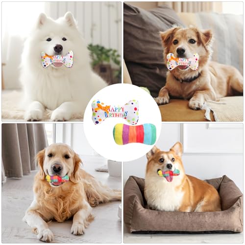VOSSOT 2 Stück Haustier Hund Geburtstag Knochen Spielzeug Set, Spielzeug für Hunde Langlebiges Kauspielzeug Hundetorte Geburtstag, Spielzeug Hund für Geburtstag Geschenk für Kleine und Mittlere Hunde