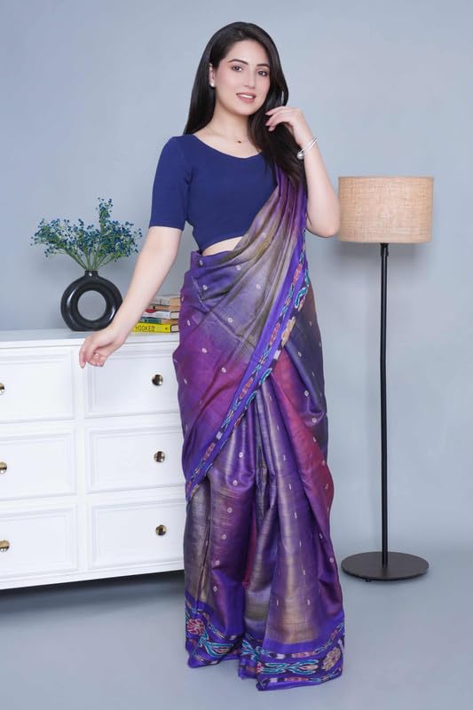 Image of Mlada V-Neck Stretchable Saree Blouse Top for Women | Slim Fit Short Sleeves Solid Cotton Blouses | Readymade Saree Blouses for Women Festive & Ethnic | Blouse Crop Top