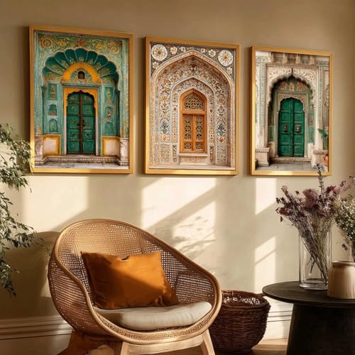 Image of kotart Traditional Indian Wall Art Paintings | Wall Posters With frames | Framed Wall Painting for Living Room Home Room Bedroom Office Wall Decor Set of 3 (19X25 inch)