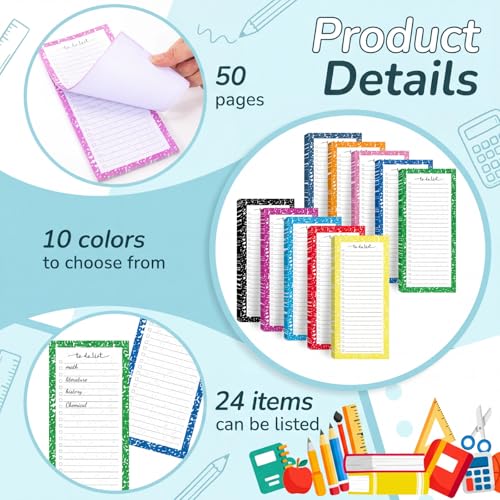 Image of Censen 10 Pack 500 Sheets to Do List Notes Daily Checklist Notepad with 50 Sheets Undated Memo Pad Color Block Shopping List Weekly Plan Notepad Organizer Planners(Colorful,Marble) | Note Book 516 Sheets Colorful Memo Pad Office School Supplies Planner Shopping Weekly Plan Task Organizer Tear-off Design
