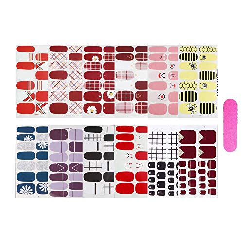 NAIL ANGEL 12pcs Nail Art Wrap Full-Cover Finger Sticker and Toe Sticker Nail Art Sticker Nail Strips for Women (10121)