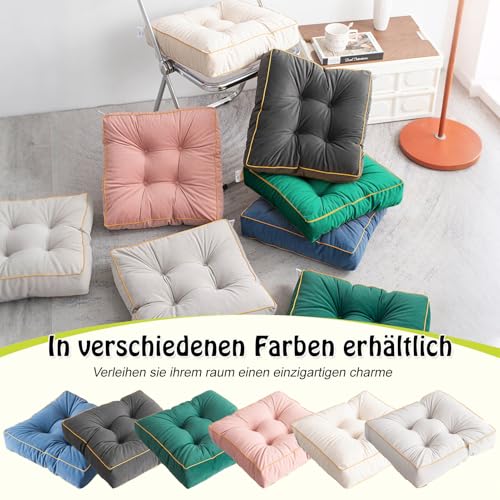 ZF YLYH 2er Set Stuhlkissen Dicke Weiche Sitzkissen: 45 x 45cm Bodenkissen Indoor Outdoor Cozy Sitzpolster Dekorative Stuhlauflage für Zuhause Büro Garten Küche Esszimmer (Hellgrau, 45 * 45 * 10cm)