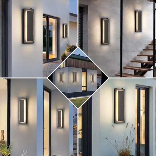 tewei LED Outdoor Wall Sconce Dusk to Dawn Outdoor Lighting, Modern Exterior Lighting Fixtures Matte Black LED Exterior Wall Lights for House Front Porch, Warm White 3000K, 2 Pack - Image 8