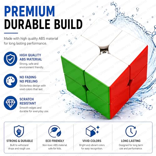 Image of MOYU Meilong 2M 2x2 Magnetic Speed Cube Stickerless | Fast Smooth Puzzle Cube for Kids & Beginners | Anti-Pop, Corner Cutting | Brain Game Toy 2x2x2 Magic Cube