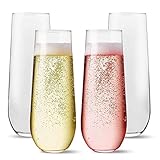 Unbreakable Small Champagne Flutes Stemless 4-pack | Reusable & Durable Mimosa & Prosecco Glasses |...