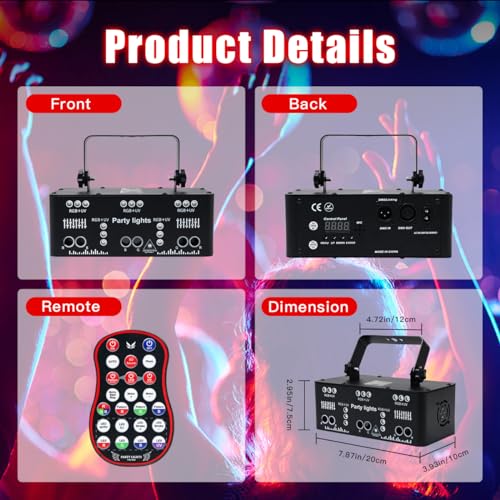 Image of AMKI 21 Eyes Proffessional DJ Disco Lights Strobe Stage Light Support DMX 512 Sound Activated with Remote Control Disco Stage Light Club KTV Show Projector Party Lights Indoor