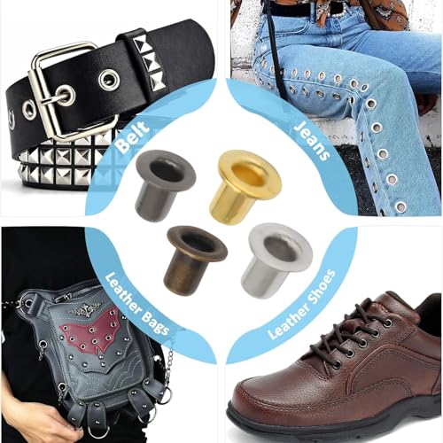 Litoexpe 2MM Tiny Grommets Eyelets 800 Pcs, Self Backing Eyelets for Bead Cores, Clothes, Leather, Canvas (4 Colors) - Thumbnail 6