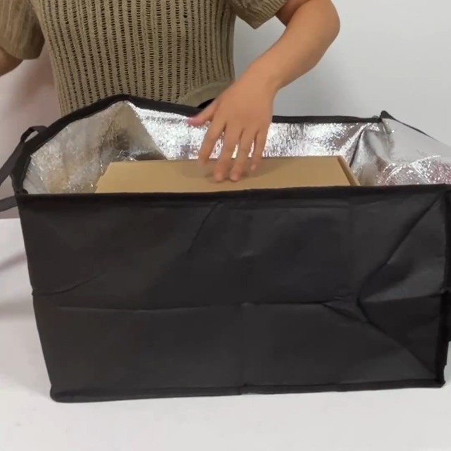 Borsa Termica Per Pizza Cabilock - Capacit&agrave; XXL, Isolante, Pieghevole, 58x38x35cm, Nero