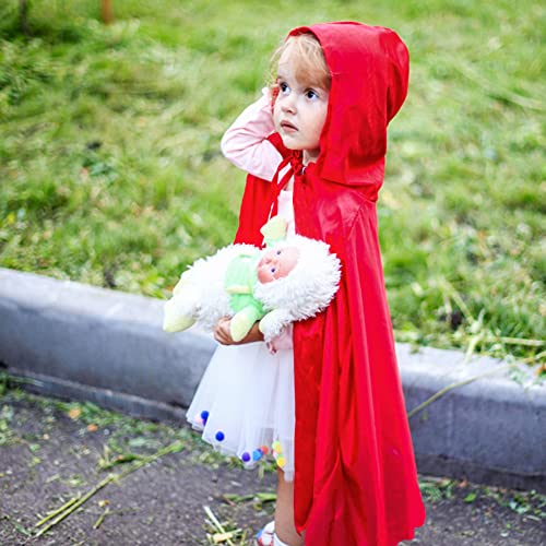 Ivyrobes Unisex Kids Hooded Velvet Cloak Full Length Halloween Cape For Witch Wizard Christmas Party Cosplay Costumes Red #TOP5