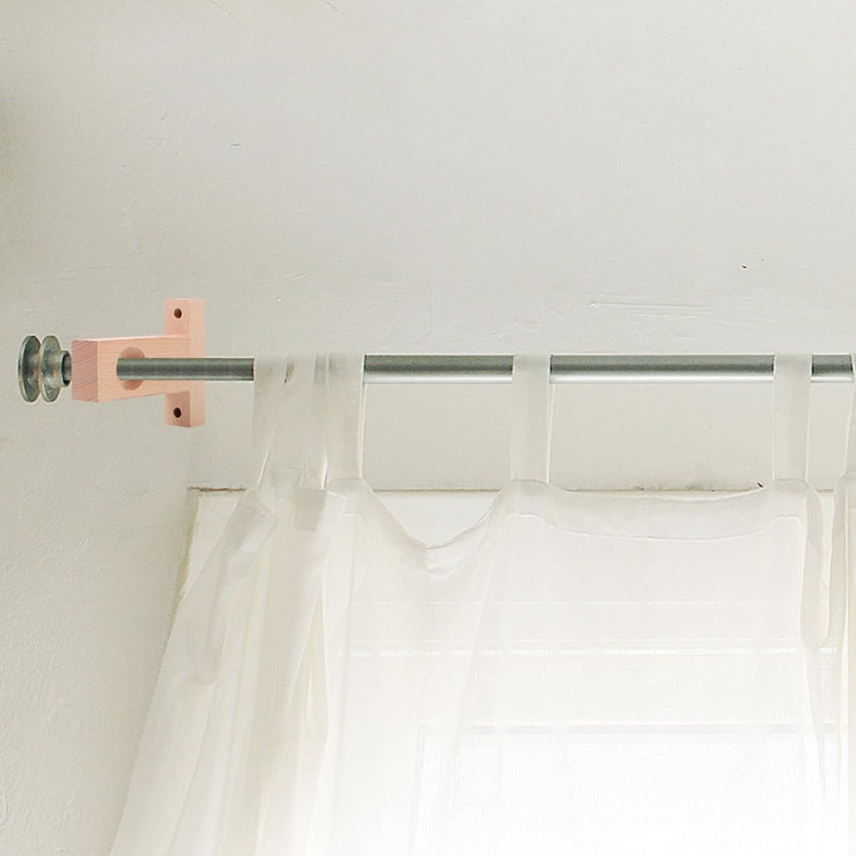 Homoyoyo 4pcs Wooden Curtain Rod Bracket for Wall Curtain Holders for Drapes Closet Rod Support