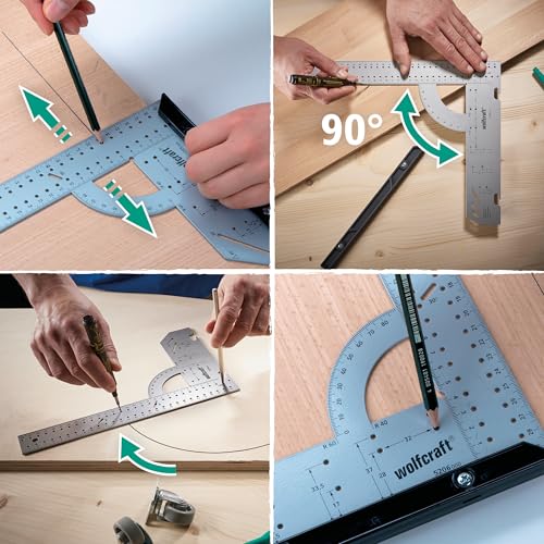 Équerre multifonction wolfcraft 5205000 acier 300mm règle traçage angle menuiserie - 3