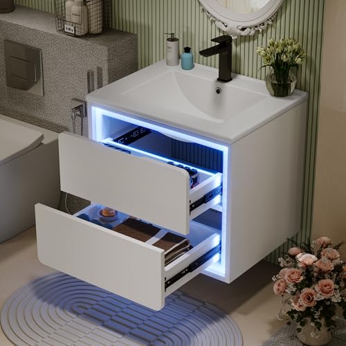 LINKHOO Armoires de Salle de Bain murales, Finition complète, éclairage par capteur Radar LED,...
