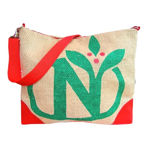 VAN DER ELV - Kuriertasche/Messenger Bag, Umhängetasche, Upcycling, Unikat, Hamburg Style, 100 Fair, Nachhaltig, (Rot)