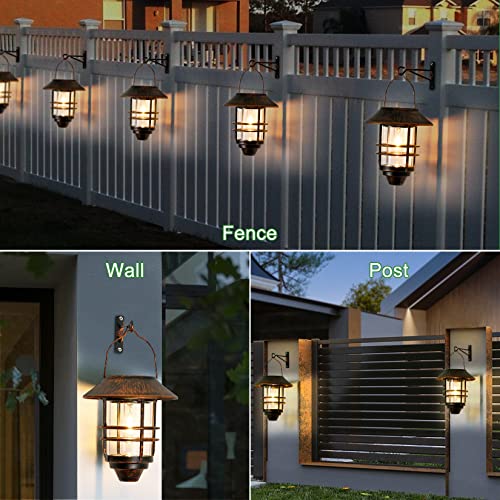 Solar Lantern Outdoor, Hanging Wireless Waterproof Solar Lights With Wall Mount Kit For Garden Porch Fence 2 Pack,Bronze #TOP5