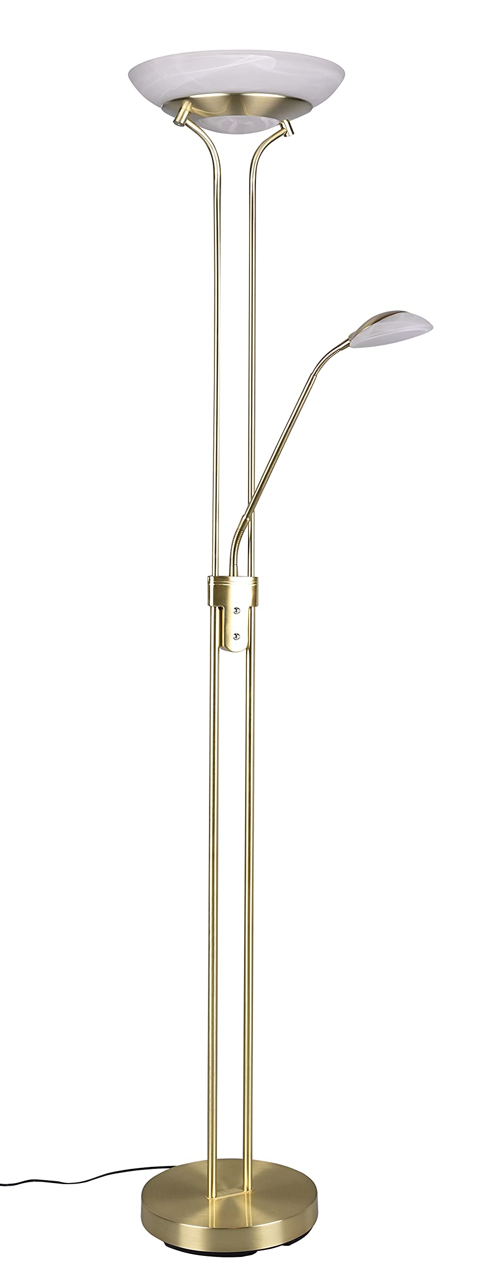 Lampadaire LED Orson avec variateur en laiton mat et verre albâtre