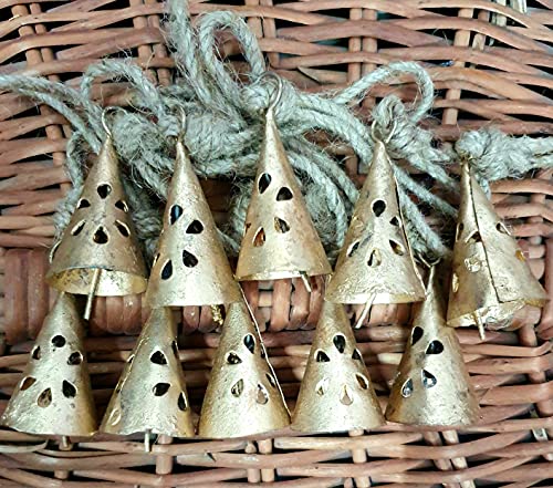Rusty Harmony Cow Bells 10 Pieces Vintage Handmade Rustic Lucky Christmas Hanging 2inch Bells