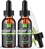 (25,000mg) Hemp Oil Maximum Strength Drops for Pain Relief and Inflammation Stress Sleep Mood Focus 50,000mg Total - Aceite de Cáñamo Ansiedad, Organic Hemp Extract Oil Tincture for Hair Skin (2 Pack)