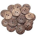 Lilaly 20 Pcs 2 inch Natural Coconut Shell Buttons, 2 Hole Big Bulk Brown Wooden Sewing Buttons for Sewing Crafts/Clothing Decorations