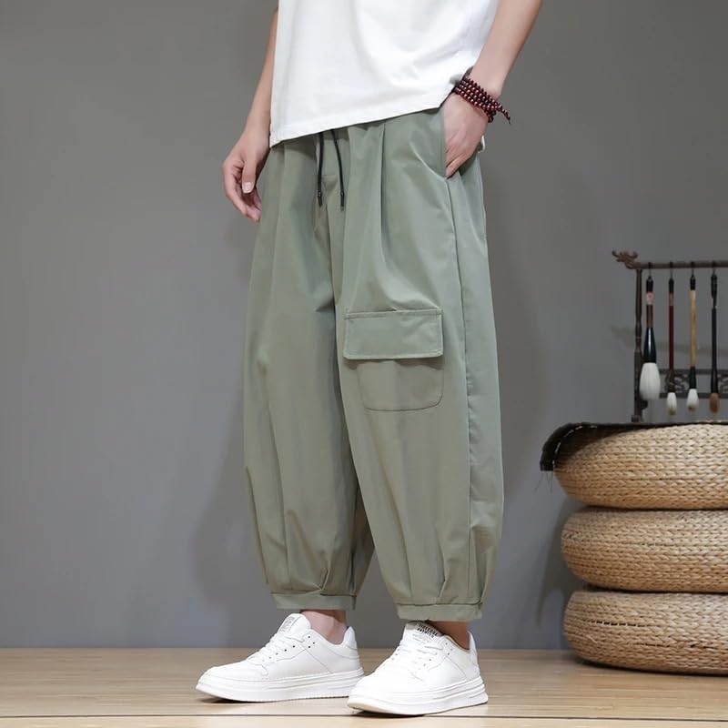 Chinese Style Loose-fit Wide-Leg Cargo Pants for Men Summer Thin Casual Vintage Pants2