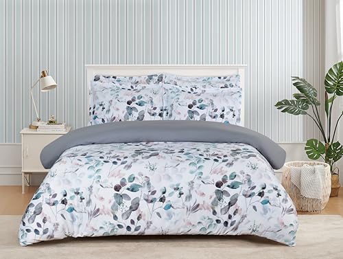 Majestic Giftware Madison Linen 8 Pcs Twin Size Bedding Set (BL508-T) | Easy Care - Botanical Bliss 300 TC 100% Cotton Sateen | 2 Fitted Sheets, 2 Duvets, 4 Pillowcases - Ritz Collection