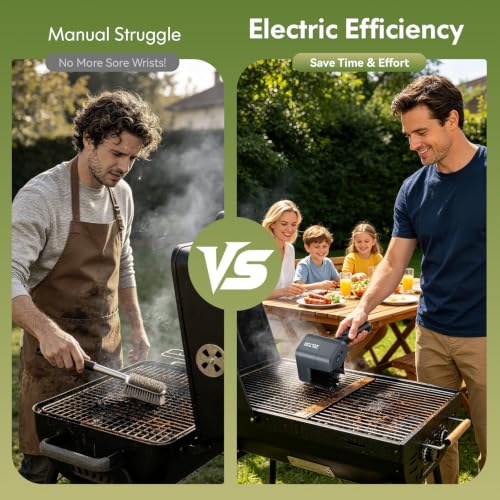 Image of Electric Grill Brush, 2 Pack Cordless BBQ Giddy Up Grill Cleaner | 400 RPM，12V Cordless，1500mAh Battery, 66mm Grill Grate Cleaner for Outdoor Barbecue, Patio, Camping, Backyard