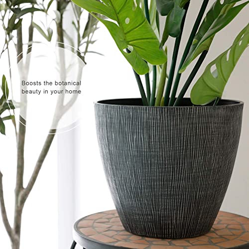 Worth Garden Resin Planter For Indoor Plants Large Plastic Flower Pots 15'' Outdoor Set Of 3 Front Proch Lightweight Decorative Brown Containers 13'' 9'' Home Patio Deck Medium Small #TOP2