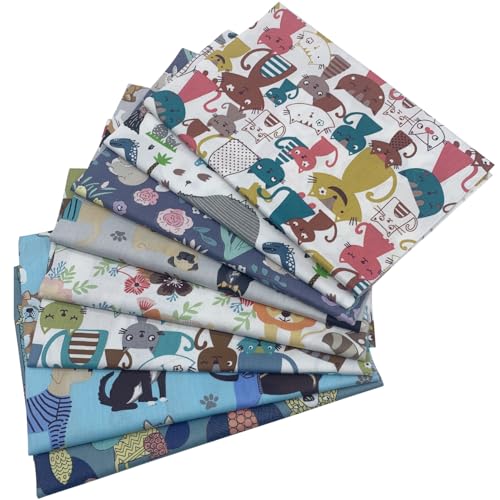 8 piezas Tela algodón Telas Patchwork 50x50cm Cuadrada Algodón Para Coser Telas Decorativas Costura Retales Tela Coser Hecho a mano Costura Quilting Scrapbooking Diseños Diferentes (Animados)