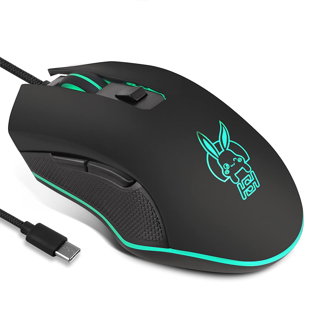 USB C Gaming Regolabile DPI 800-2400 Mouse Luce per PC Computer Portatile per Ufficio