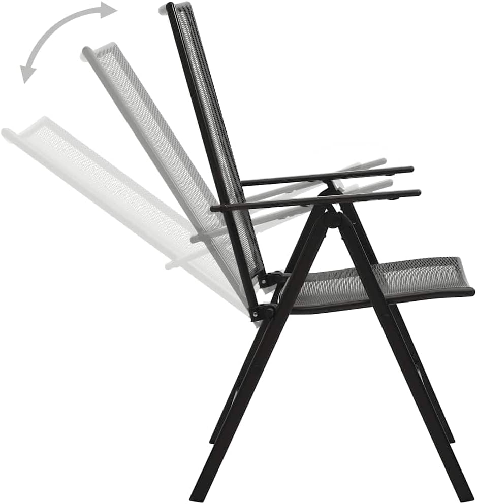 vidaXL Folding Patio Chairs 4 Pcs, Folding Mesh Chair with Adjustable Backrest, Outdoor Patio Furniture for Deck Garden Pool Beach, Steel Anthracite