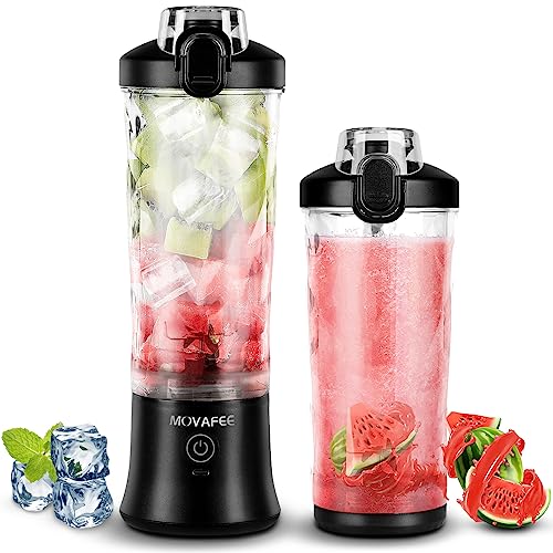 MOVAFEE Portable Blender, Personal Size Blender for Shakes and Smoothies, 600ML Mini Blender USB Rechargeable, Two Blend Modes, 20 oz Handheld Blender with 6 Ultra-sharp Blades for Travel, Office and Sports MOVAFEE Portable Blender, Personal Size Blender for Shakes and Smoothies, 600ML Mini Blender USB Rechargeable, Two Blend Modes, 20 oz Handheld Blender with 6 Ultra-sharp Blades for Travel, Office and Sports