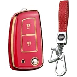 Funda Llave Nissan Qashqai HIBEYO Funda para Llave de Coche Inteligente Compatible con Nissan Qashqai J11, Micra, Pulsar, Rogue, 2 Botones, Color Rojo