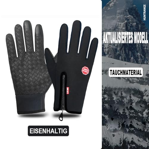 GPAHRRDNIJ Ski Gloves for Men Women Waterproof Snow Ski Gloves for Winter Snowboard Touchscreen with Zipper (Black-XL)
