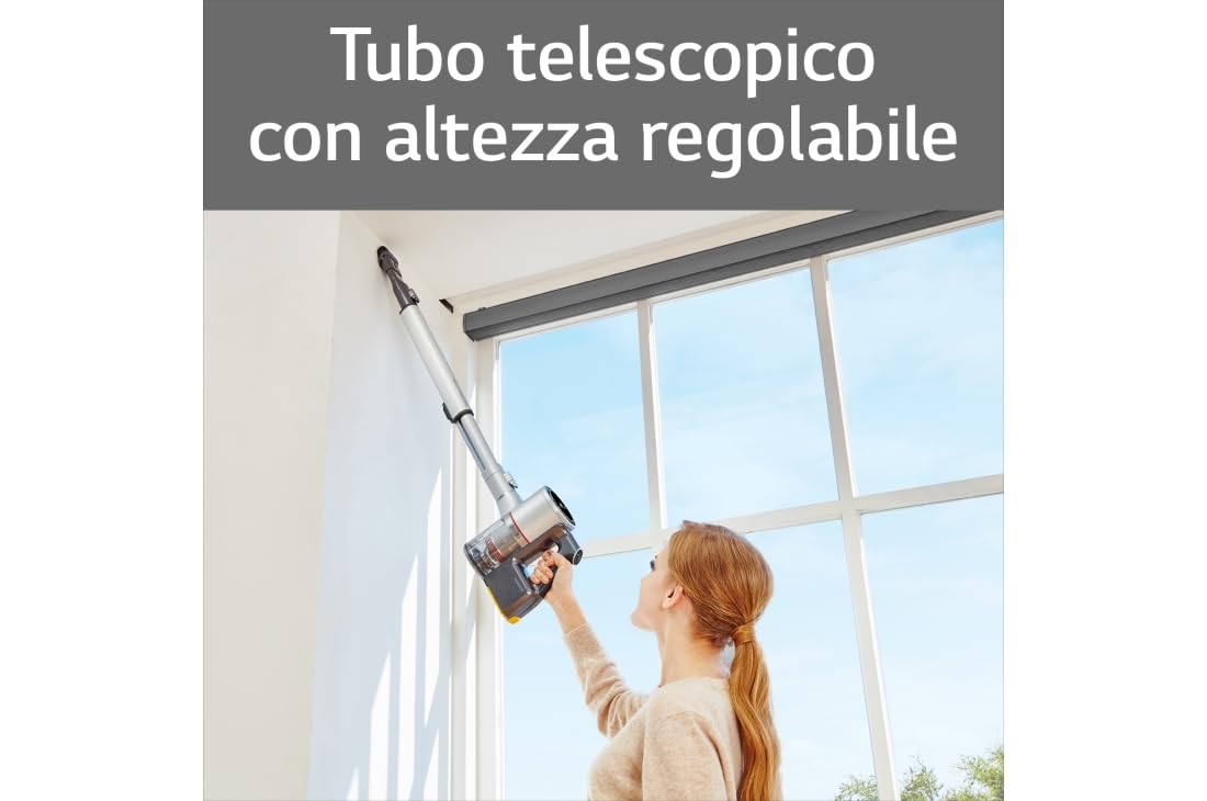 LG CordZero A9K-PRO1G Aspirapolvere Senza Fili Potente 200W, Autonomia 120 Minuti, con Wi-Fi, 3 Spazzole e 4 Accessori, Scopa Elettrica con Tubo Telescopico e 2 Batterie Ricaricabili