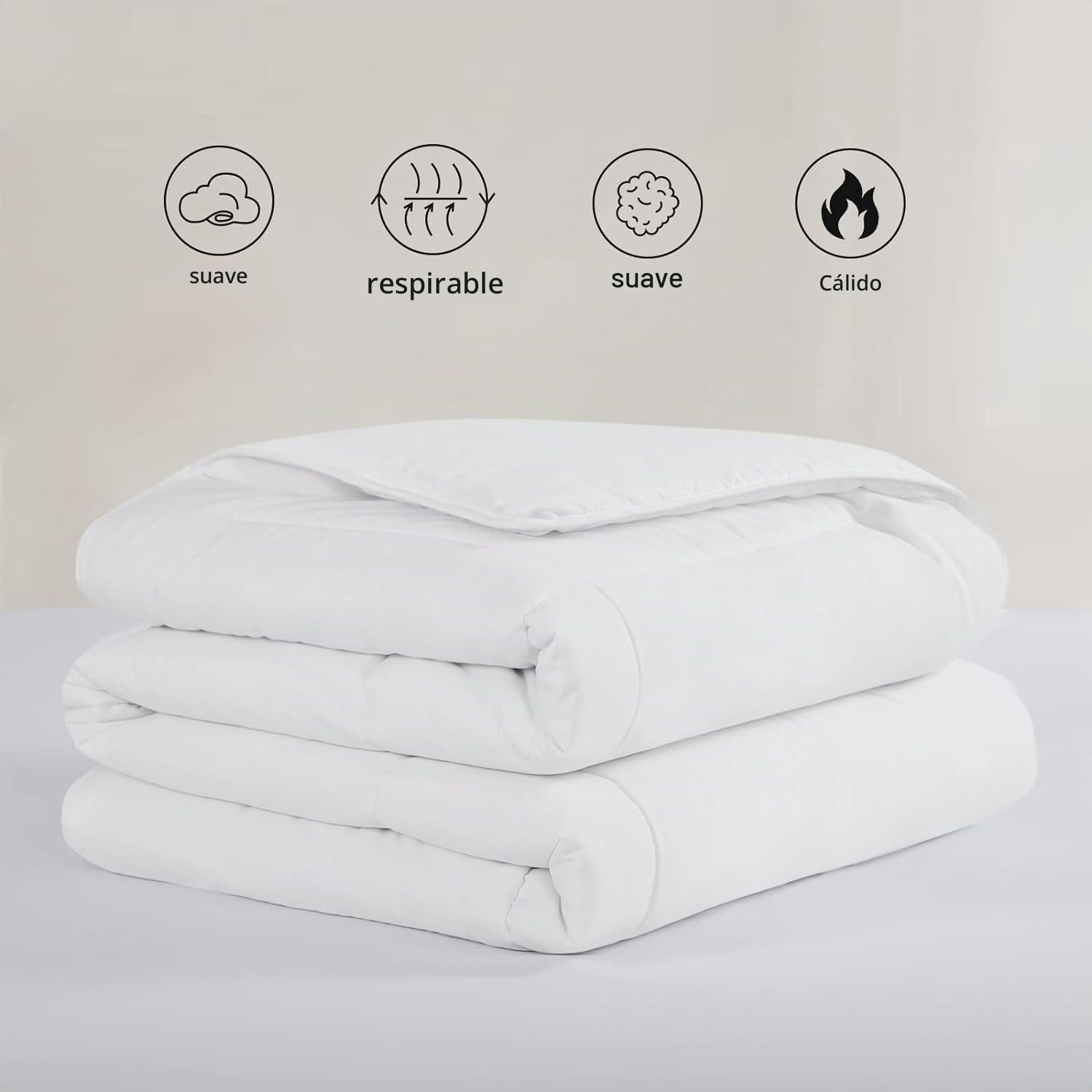 MORE FREE Relleno Nórdico de Fibra Hueca, 400gr/m²,Color Blanco,Dermoprotector,Transpirable,Suave y antiácaros, Reversible Varias Medidas (Cama 150/160-220 x 240 cm)