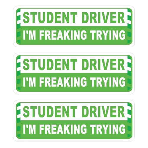 Image of 3 Pack Student Driver Magnet for Car, Magnetic Student Driver Sign for Vehicle, Reflective Warning Bumper Sticker Magnet Sign for New Driver, 10 inch x 4 inch (GREEN)