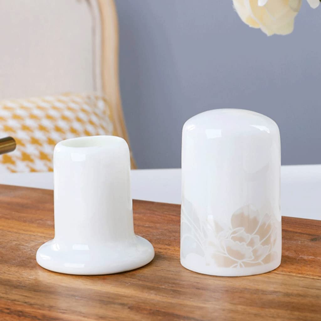 Dyspenser na wykałaczki Uchwyt na wykałaczki Modny ceramiczny uchwyt na wykałaczki z pokrywką Uchwyty na wykałaczki Pojemnik o dużej pojemności Pojemnik do przechowywania Biała popielniczka wielokrotn