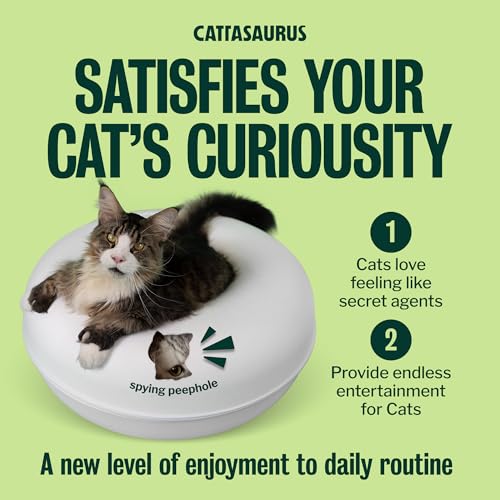 Image of Cattasaurus Peekaboo Cat Cave, Extra Spacious for Multiple & Large Cats 15+ lbs, Scratch Detachable Cat Beds for Indoor Cats, Washable Tunnel Bed, Comfy Donut Tunnel (White, Jumbo)