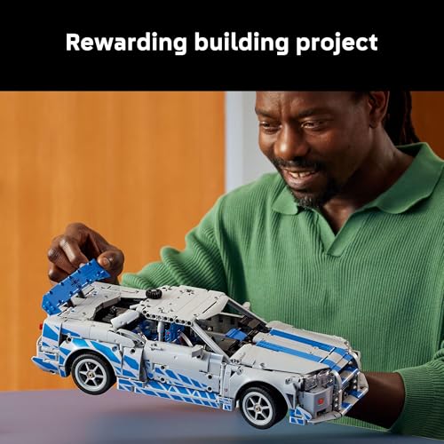 Image of LEGO Technic 2 Fast 2 Furious Nissan Skyline GT-R (R34) Car - DIY Kit and Building Set for Adults - Collectible Model Street Racer with Drift Function - Gift for Car Enthusiasts and Movie Fans - 42210