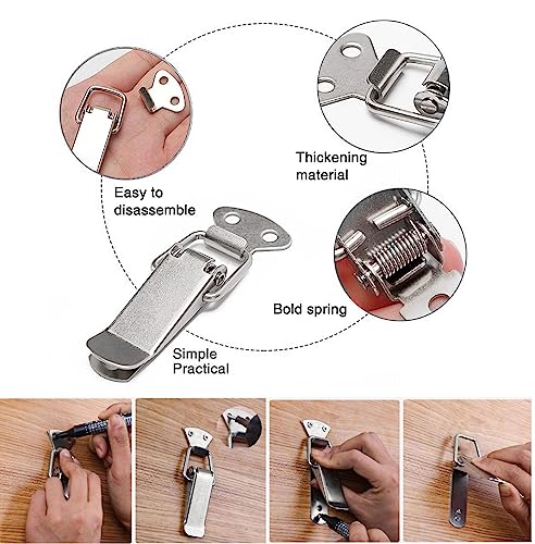 Litensh 4PCS Edelstahl Spannverschluss mit Schrauben, kistenverschluss Hebelverschluss Federknebelverschluss Schnapperklemme Kastenverschluss Verschlusskappe Kappenschloss für Werkzeugkasten