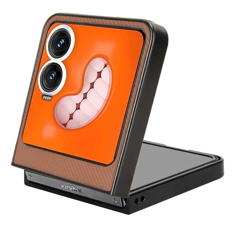 Image of SkyTree Tecno Phantom V Flip 2 5G, Back Case Cover Hard Polycarbonate Lightweight Case Full Body Protective Back Cover Case for Tecno Phantom V Flip 2 5G - Brown Texture