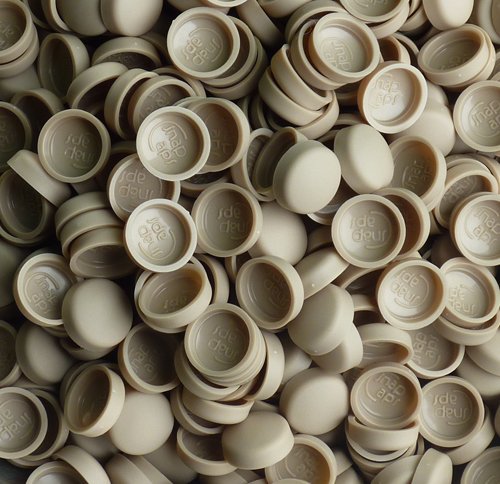 Snap-On Two Piece Dome Screw Cover Caps - Pack of 50 Small Matt Caps & Bases : Beige