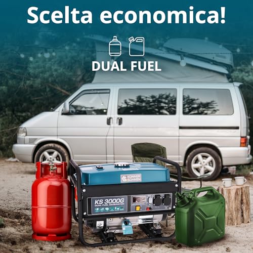 Generatore Ibrido A Benzina E Gas Ks 3000G Serie Dual Fuel Potenza Massima 3000W, Regolatore Automatico Di Tensione (Avr), Indicatore Livello Olio Basso - 5