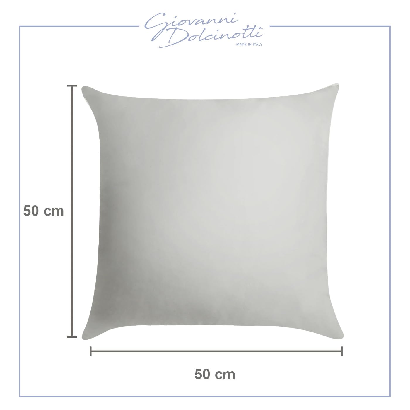 Giovanni Dolcinotti | Set 2 Federe Cuscini Divano 50x50 - Copricuscini Decorativi - 100% Cotone - Fodere con Cerniera - Grigio Perla - Modello Atlanta
