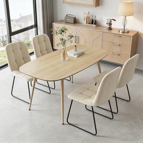 JIEXI Moderno juego de mesa de comedor para 4 personas, superficie resistente a la mesa de madera y 4 sillas en forma de U, muebles de cocina y comedor, ideal para espacios pequeños (1 mesa + 4 sillas