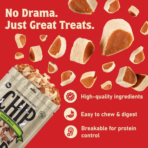 Image of Chip Chops Sushi Rolls Dog Treat are an Excellent Source of Protein and Low in Fat, Providing a Healthy Snack Option for Your Dog 250g (Pack of 2)