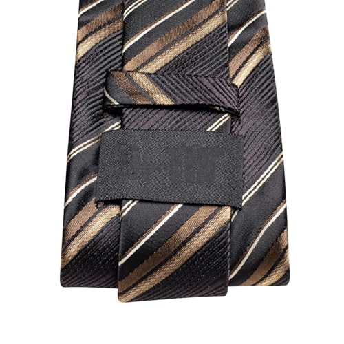 Image of Dubulle Silk Ties Set for Men Formal Paisley Striped Necktie Pocket Square Cufflinks 3PCS Sets Wedding Business Party
