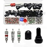DEDC Tire Valve Kit, Tire Repair Set 6in1 Universal Tire Valve Cap Valve Core Dual Head Valve Core Remover Rubber Tire Valve Stem Air Conditioning Valve Core Valve Cap for Car in Box